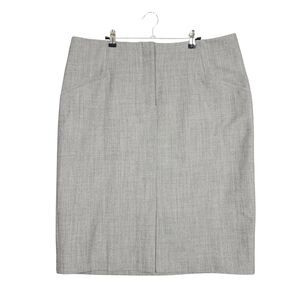 MM LAFLEUR Gray Virgin Wool Lined Vented Pencil Skirt Career Office SIZE +1